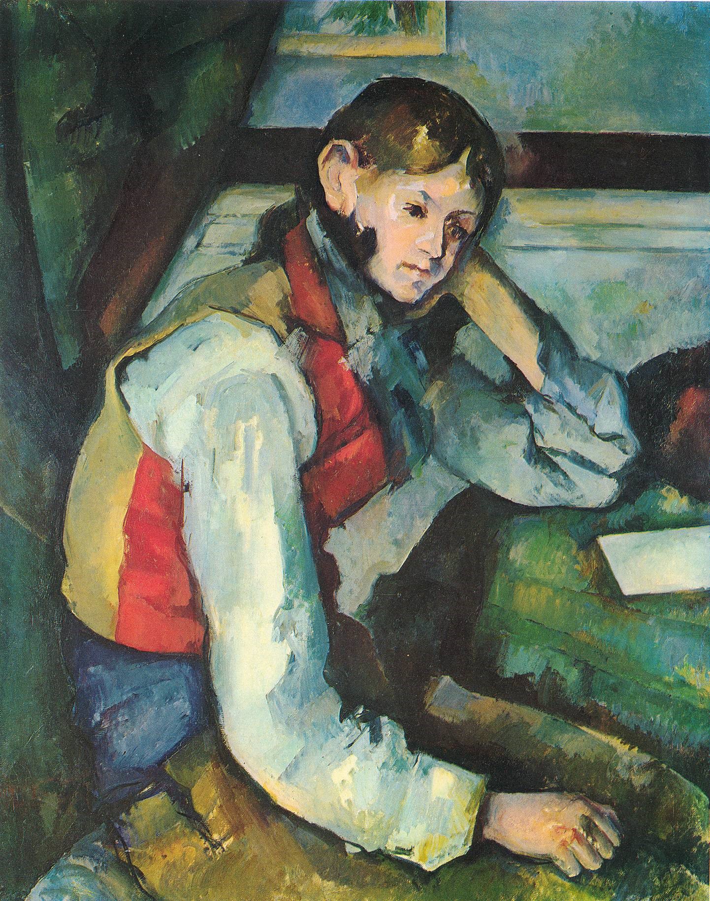 手描き 油絵 少年 セザンヌは自然をこう視た 21.『赤いベストの少年』の腕が長い理由